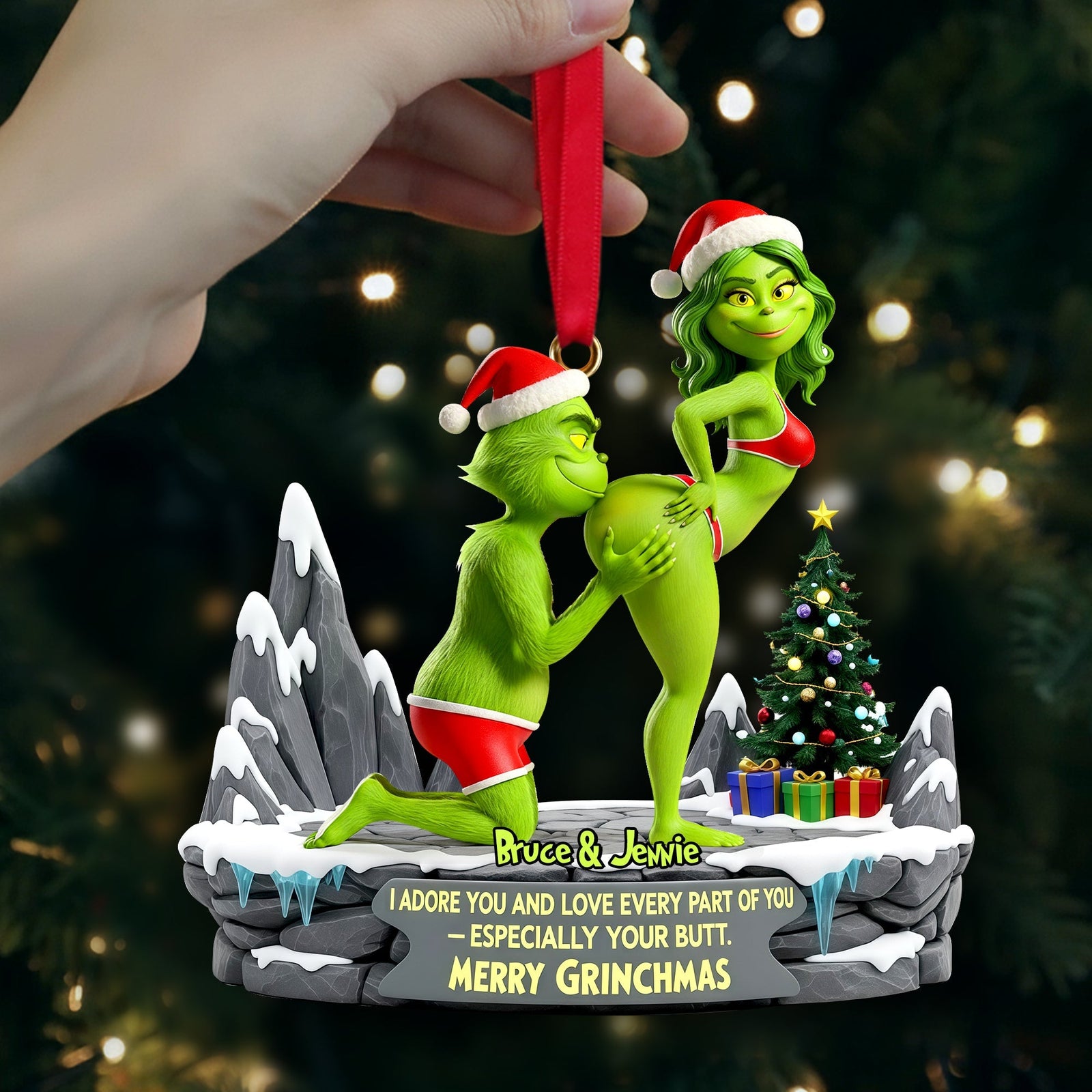 Playful Green Couples Ornament - Personalized Gift For Couples 03OHLU191125