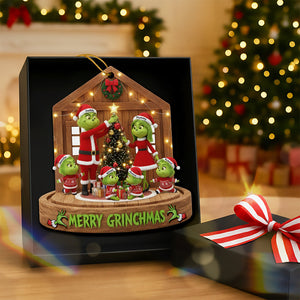 Fun Green Family Christmas Ornament, Personalized Gifts 01qhqn180925