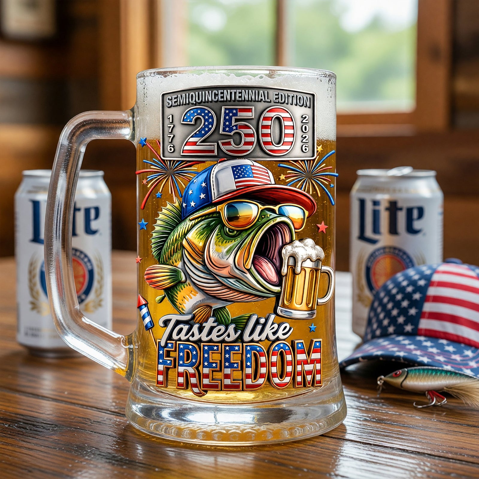 Badass Fish Freedom Party Beer Glass - Personalized Gifts 06QHQN050626