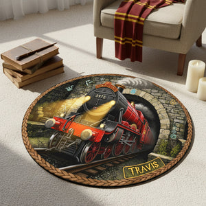 Old Time Express Quilted Round Mat, Personalized Gifts For Christmas 04kimg271025