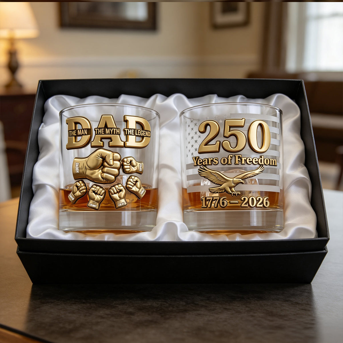USA 250th Anniversary Round Glass - Personalized Gifts For Dad 04natn030326 - Glass - GoDuckee