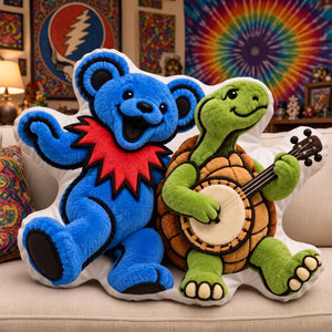 Grateful Dead Blue Dancing Bear And Green Turtle Custom Shaped Pillow - Personalized Gifts For Rock Lovers 03nalu201026