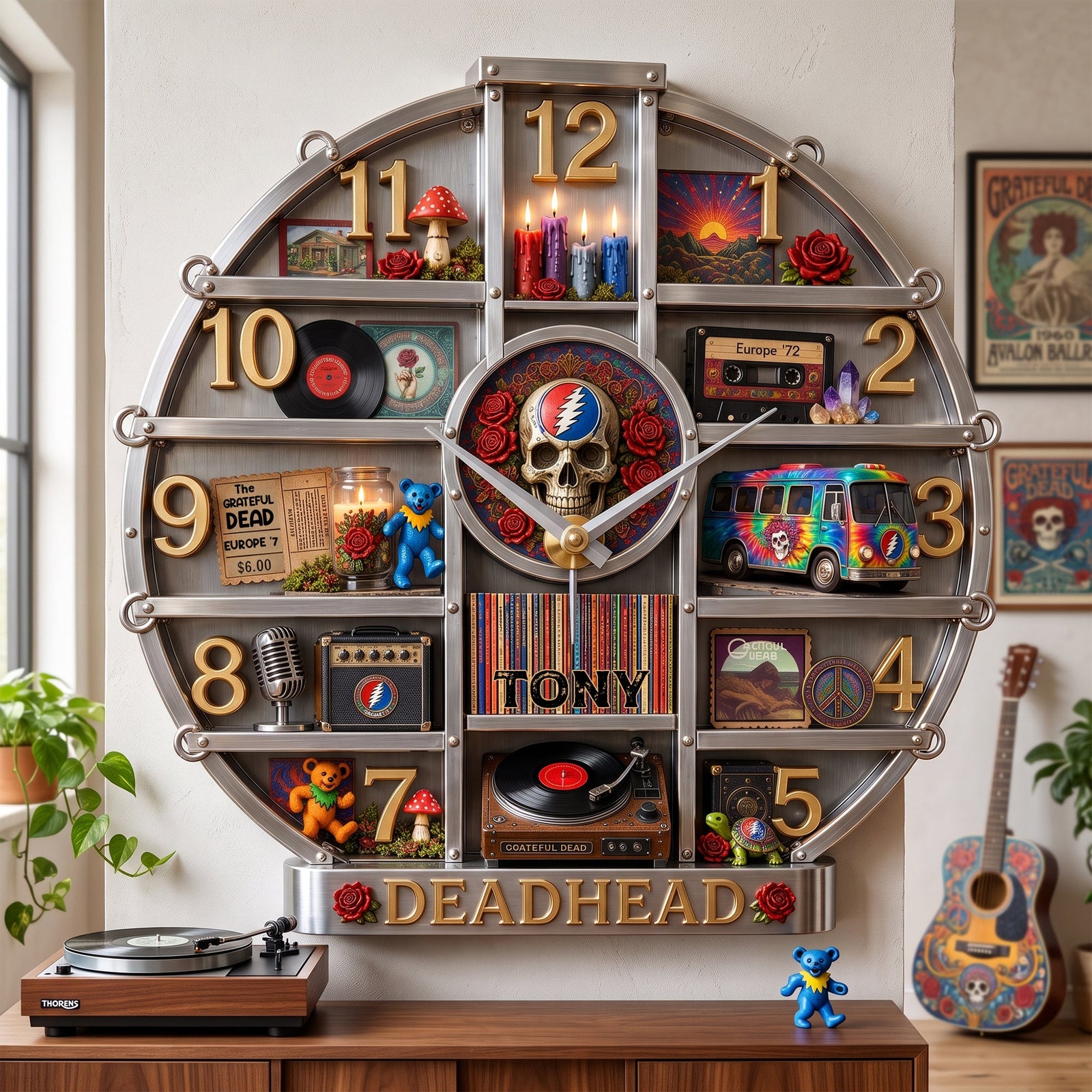 Grateful Dead Collection Hanging Wall Clock, Personalized Gifts For Music Lover 06qhlu150726