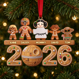 Lovely Legend Gingerbread Family Exploring The Interstellar Acrylic Ornament - Personalized Christmas Gifts For Family 05hulu090926