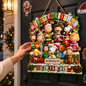 Personalized Merry Christmas Acrylic Door Sign – Custom Name Decor 012padh010826