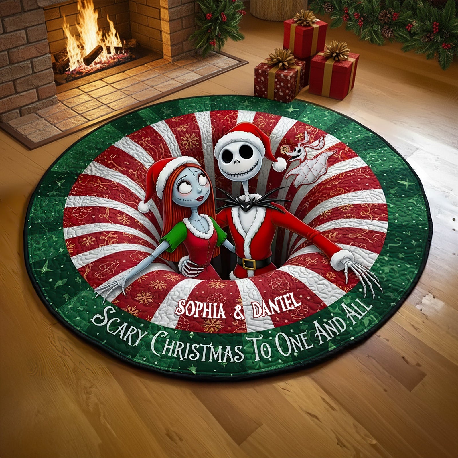 Creepy Cute Couple Round Mat - Personalized Christmas Gifts 03HULU250925