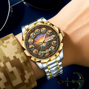 Waterfowl Duck Hunting Steel Men's Watch - Personalized Gift For Hunters 06HULU200126