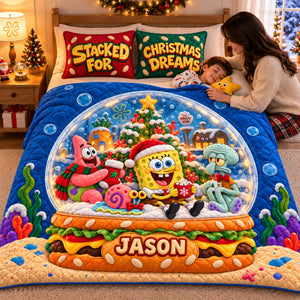 Yellow Sponge & Nautical Friends Quilt Bed Set - Personalized Christmas Gifts 07HALU011026