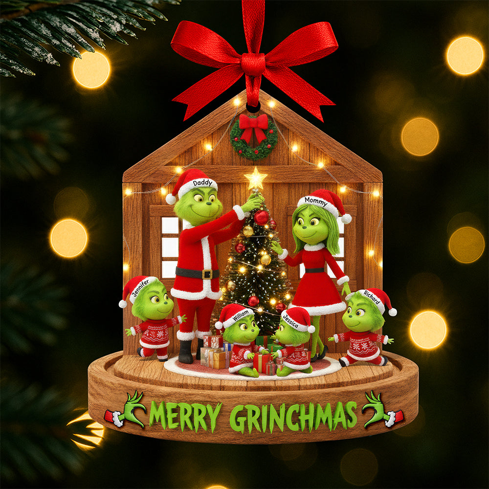 Fun Green Family Christmas Ornament, Personalized Gifts 01qhqn180925