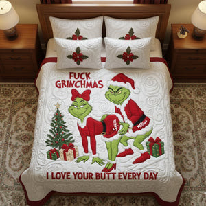 Cheeky Green Couple Quilt Bedding Set - Personalized Gift For Couples 02TGLU271125