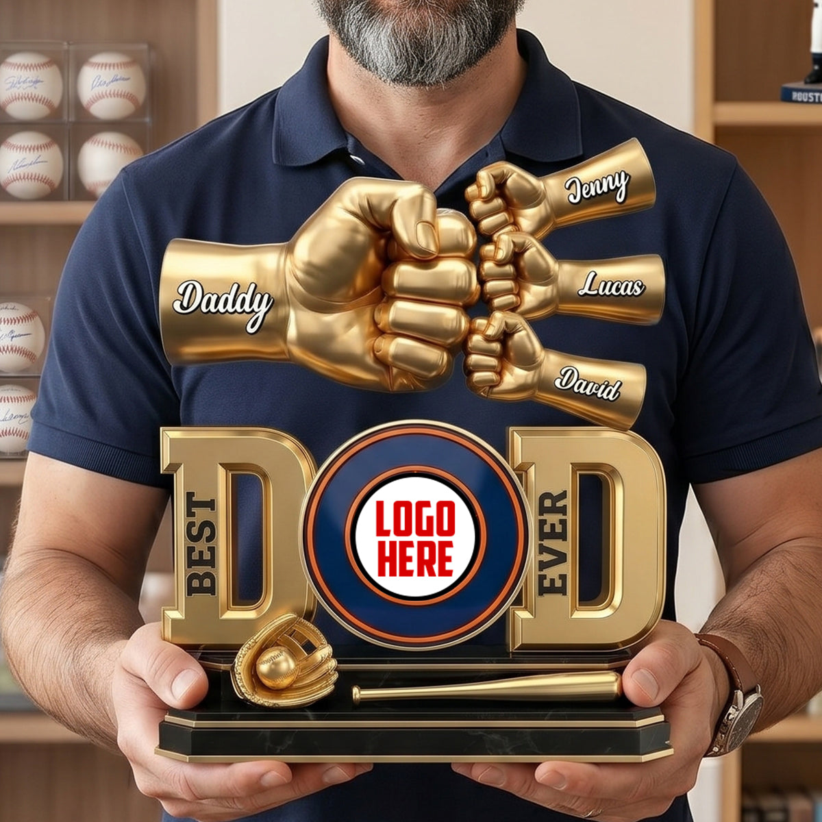 Dad & Kids Fist Bump Plaque 012natn080626-Homacus