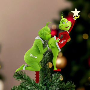 Cheeky Kisses Couple Christmas Tree Topper - Personalized Gift For Couples 04OHLU191125