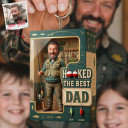 Hooked On Fishing Dad Keychain - Personalized Custom Photo Gifts For Dad 02PATA260326-Homacus