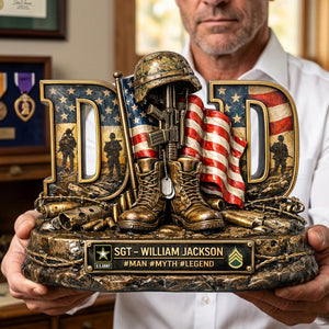 Proud Veteran Dad Acrylic Plaque - Personalized Gifts For Dad 01TYLU090326-Homacus
