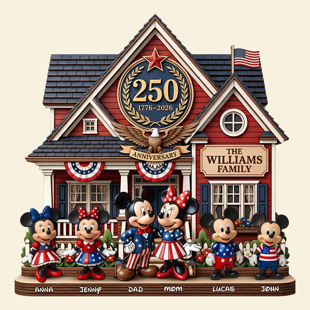 250th Anniversary Patriotic Family Wood Sign Personalized Gifts For Family 02PADT020526