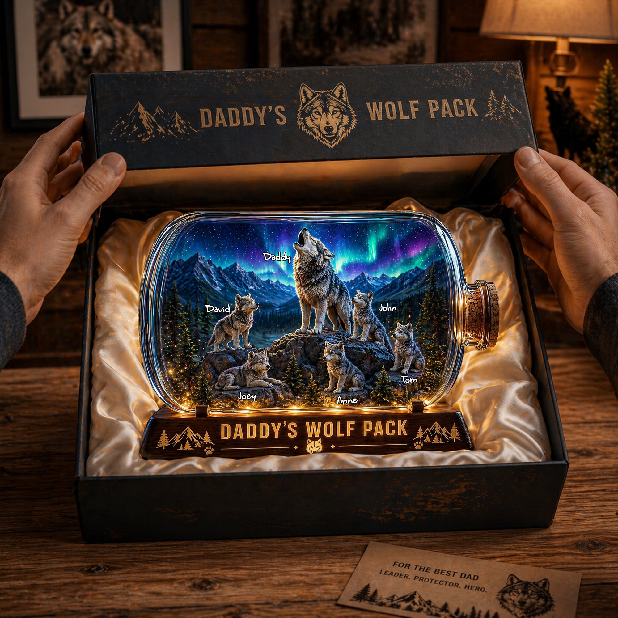 Wolf Dad and Kids Acrylic Plaque - Personalized Gifts For Dad 04tolu280426-Homacus