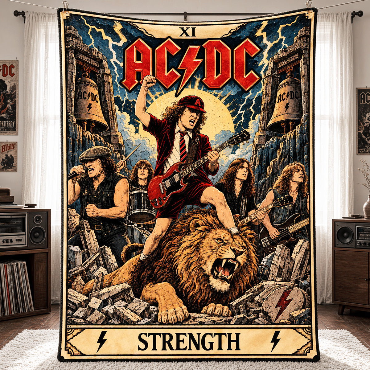 AC/DC Thunderstruck Tarot Rock Art Blanket - Personalized For Rock Lovers 05HUTA281026
