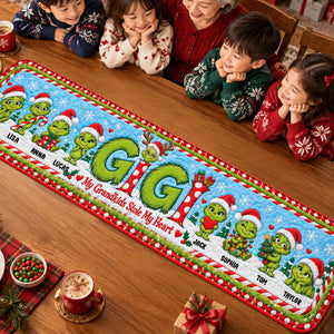 Grandkids Christmas Table Runner - Personalized Gifts For Grandma 02HUTN031026