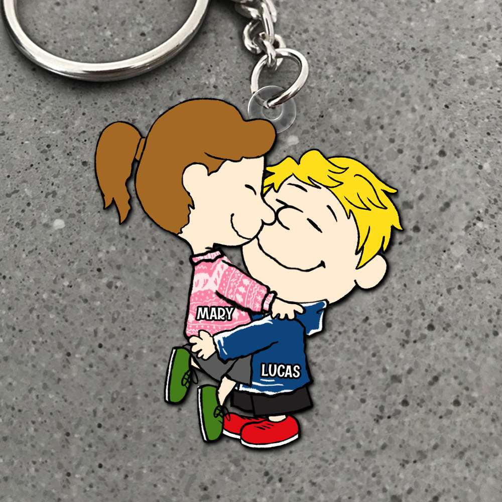 Custom Couple Keychains - Personalized Anniversary Gifts For Her, Custom Valentine Gifts For Girlfriend and Wife-Homacus
