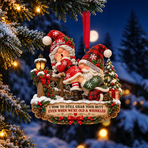 Playful Gnome Couple Ornament - Personalized Christmas Gifts For Couples 02NALU260926