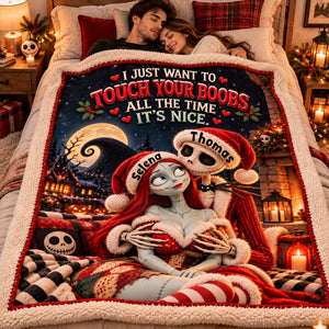 Cheeky Horror Couple Blanket - Personalized Gifts For Couple Christmas Blanket 02NALU121026