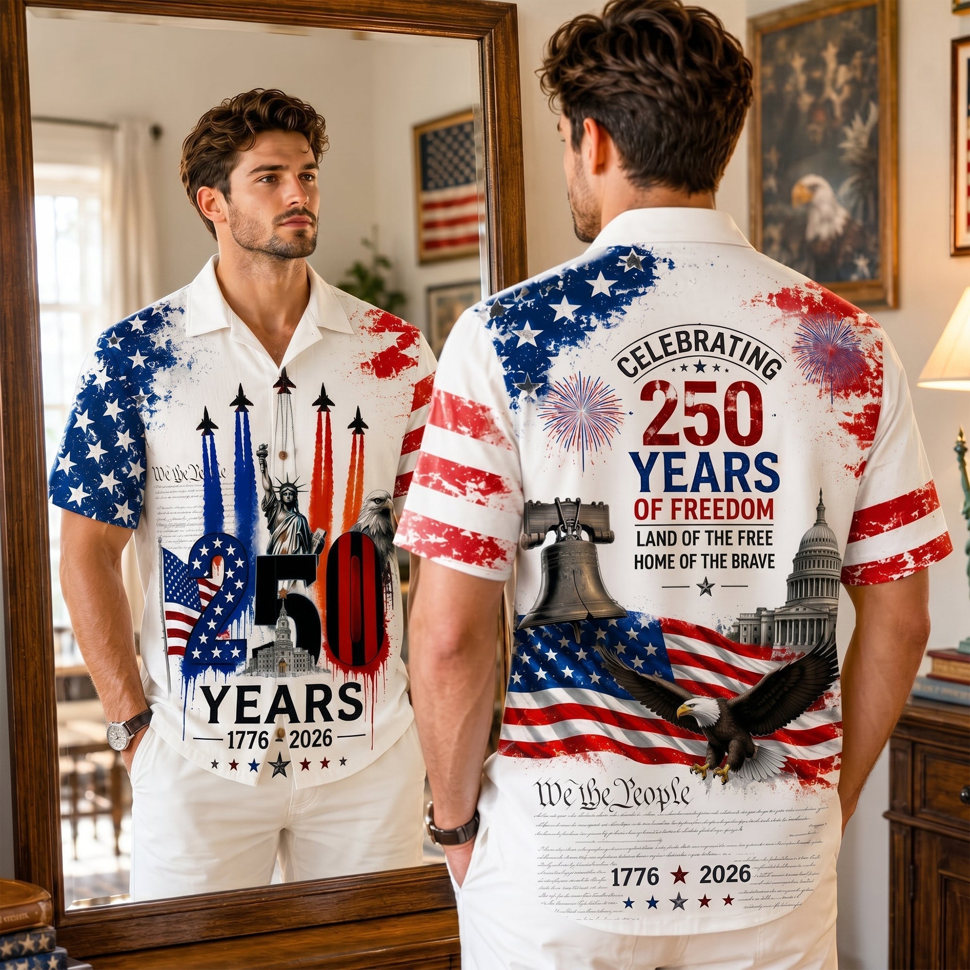Proud American - Celebrated America 250th Anniversary Hawaiian Shirt - Gifts For Patriots 03nalu280526 - Hawaiian Shirts - GoDuckee