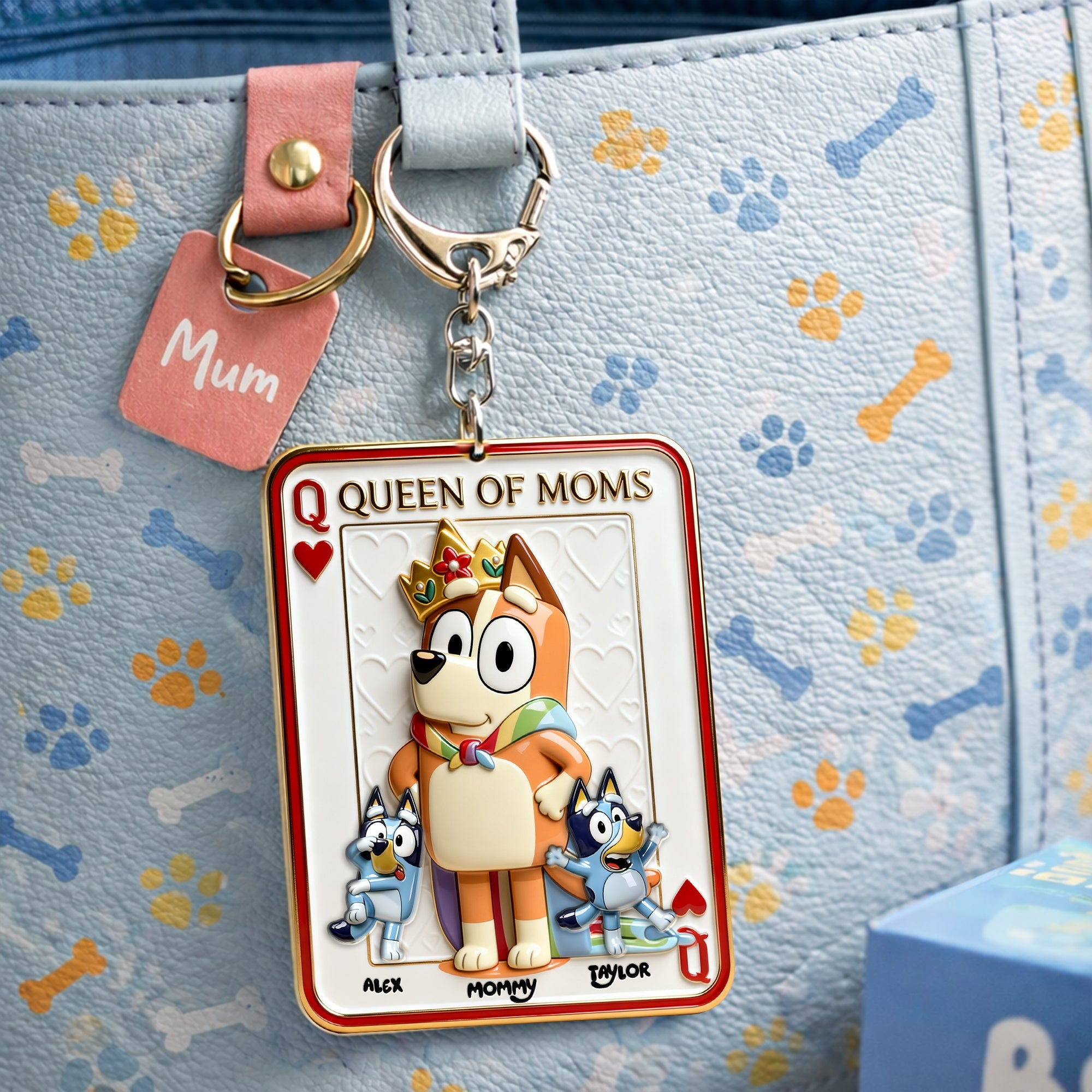 Puppy Card Theme Mom And Kids Keychain - Personalized Gifts For Mother's Day Keychain 03NALU020326-Homacus