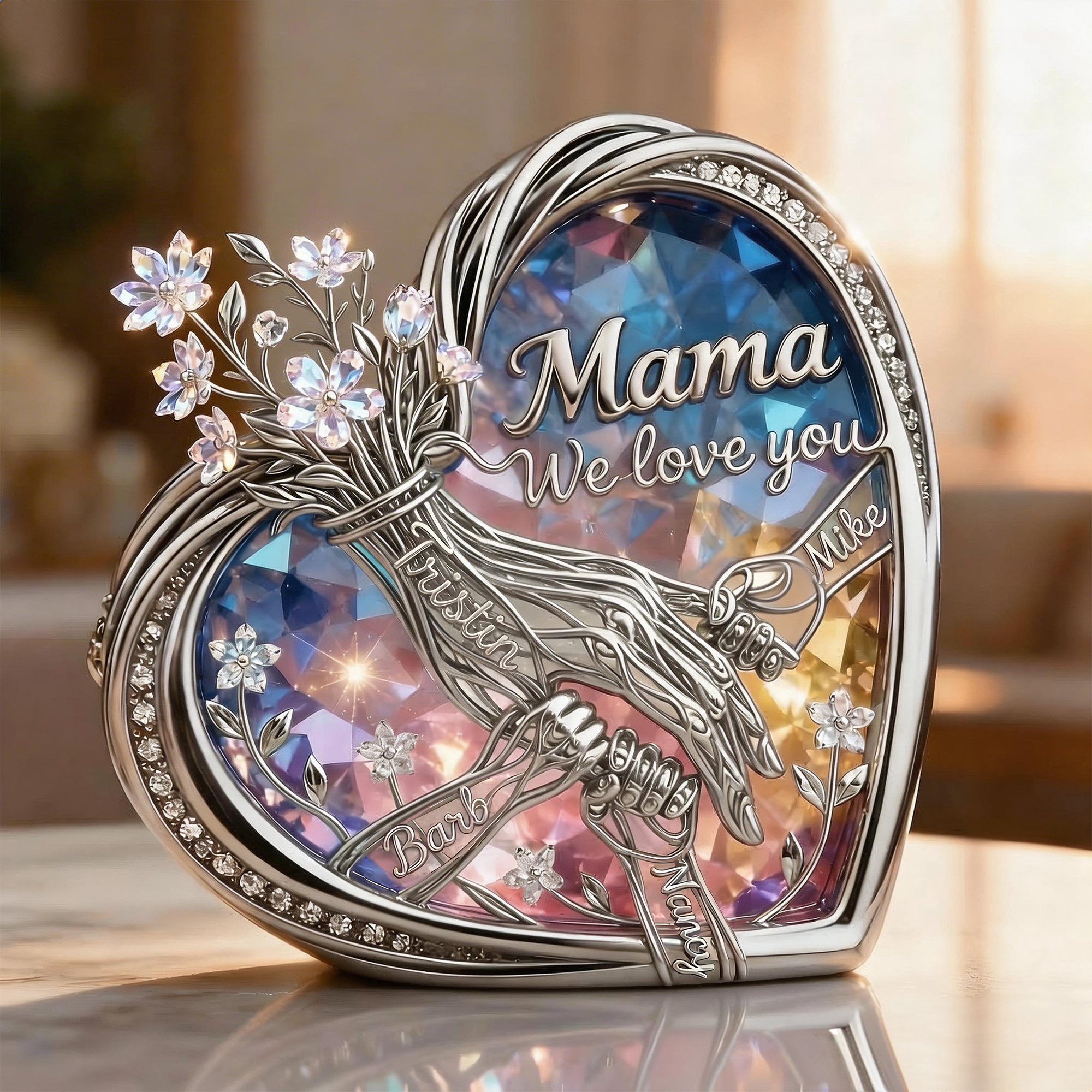 Mom & Children Holding Hands Love Acrylic Plaque - Personalized Gifts For Mom 04qhlu120326-Homacus