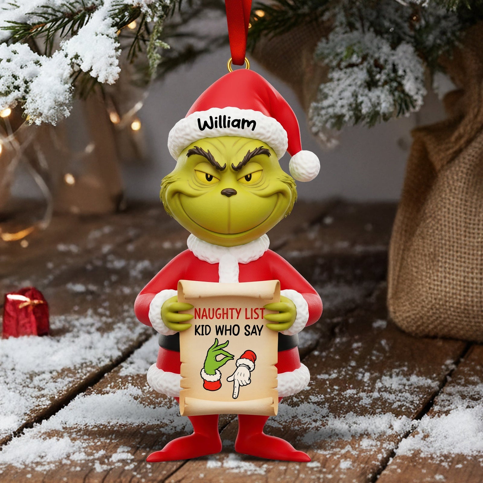 Funny Green Monster Acrylic Christmas Ornament - Personalized Gifts 03naqn211125