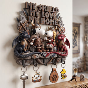 My Shield My Love My Hom, Viking Couples Acrylic Key Hanger - Personalized Gifts For Couples 03pgta180726