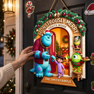 Merry Monster Family Acrylic Sign - Personalized Gifts For Christmas Family 05hadh030826
