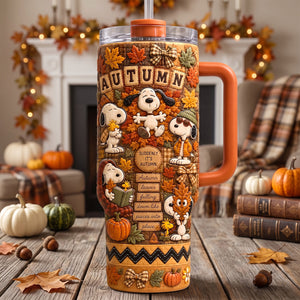 Autumn Leaves Falling Colorful 40oz Tumbler With Handle - Personalized Gifts 01patn070926