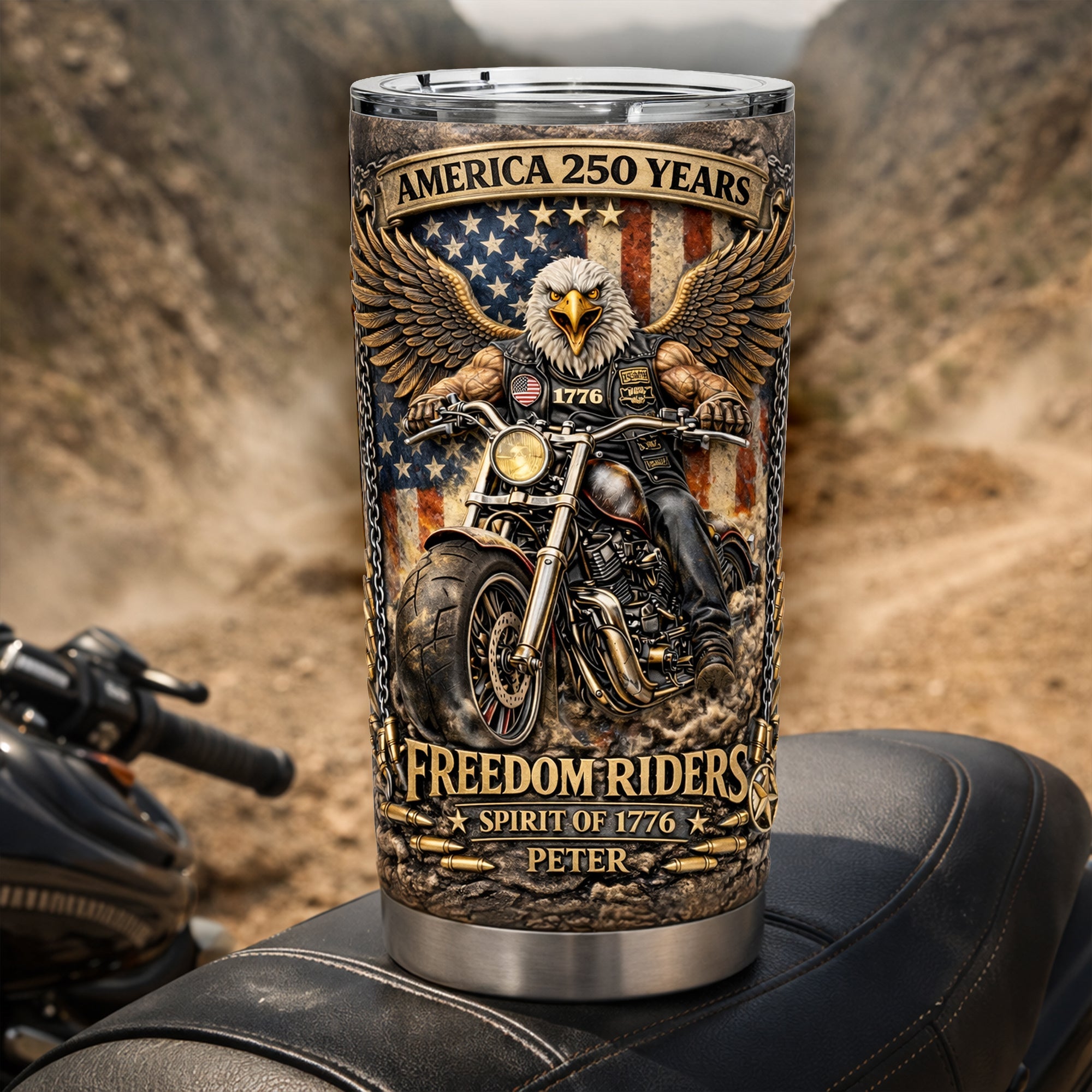 Freedom Riders 250th Anniversary Tumbler - Personalized Gifts For Bikers 04TYLU090326 - Tumbler Cup - GoDuckee