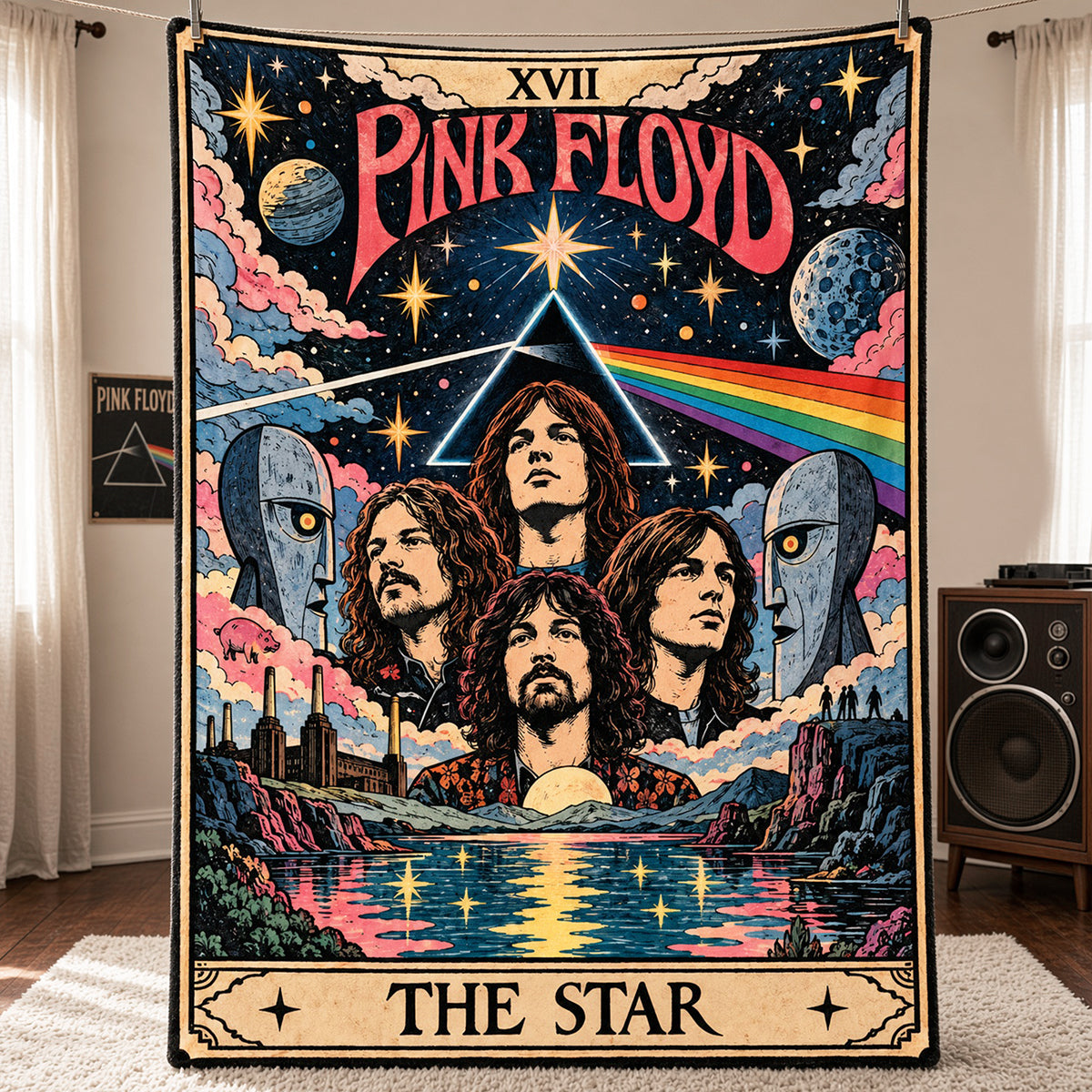 Pink Floyd Tarot Card Blanket - Personalized Gifts For Music Lovers 04huta281026