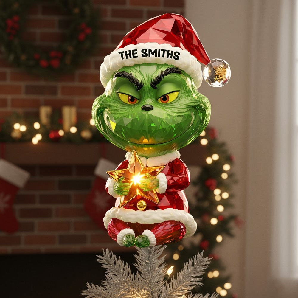 Personalized Gifts For Family Acrylic Christmas Tree Topper 06pgtn141125