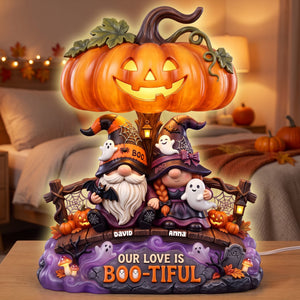 Our Love Is Boo-tiful Gnome Couple Acrylic Light Box - Personalized Gifts 03toqn300726