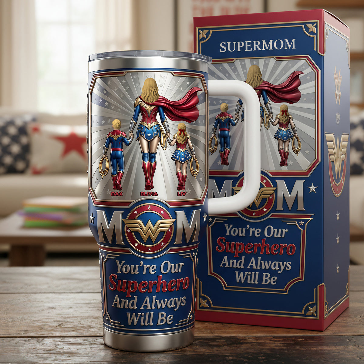 Powerful Mom & Little Ones 40oz Tumbler - Personalized Gift For Mom 02NATA100326