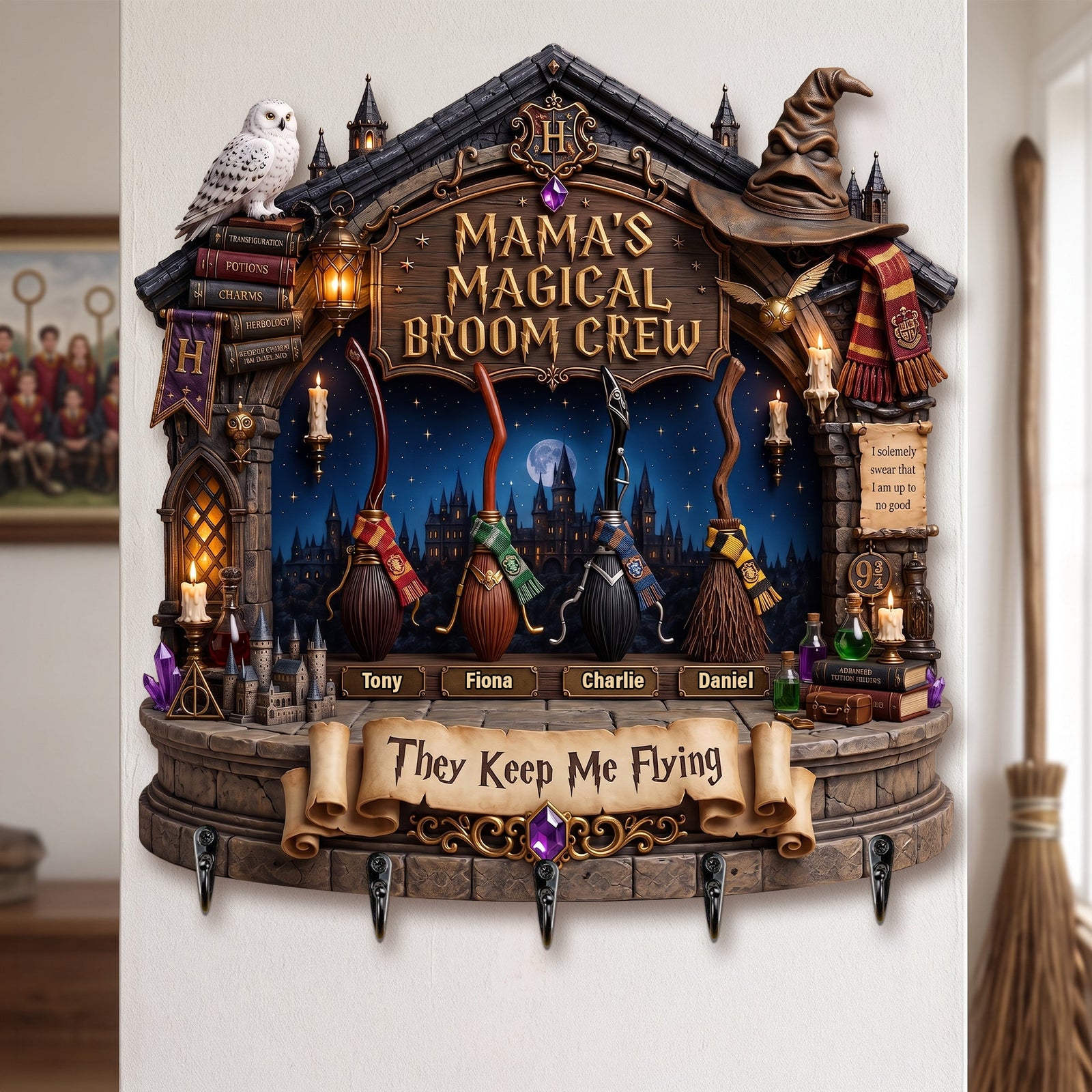 Mama's Broom Crew Acrylic Key Hanger - Personalized Gifts For Mother 03palu300726