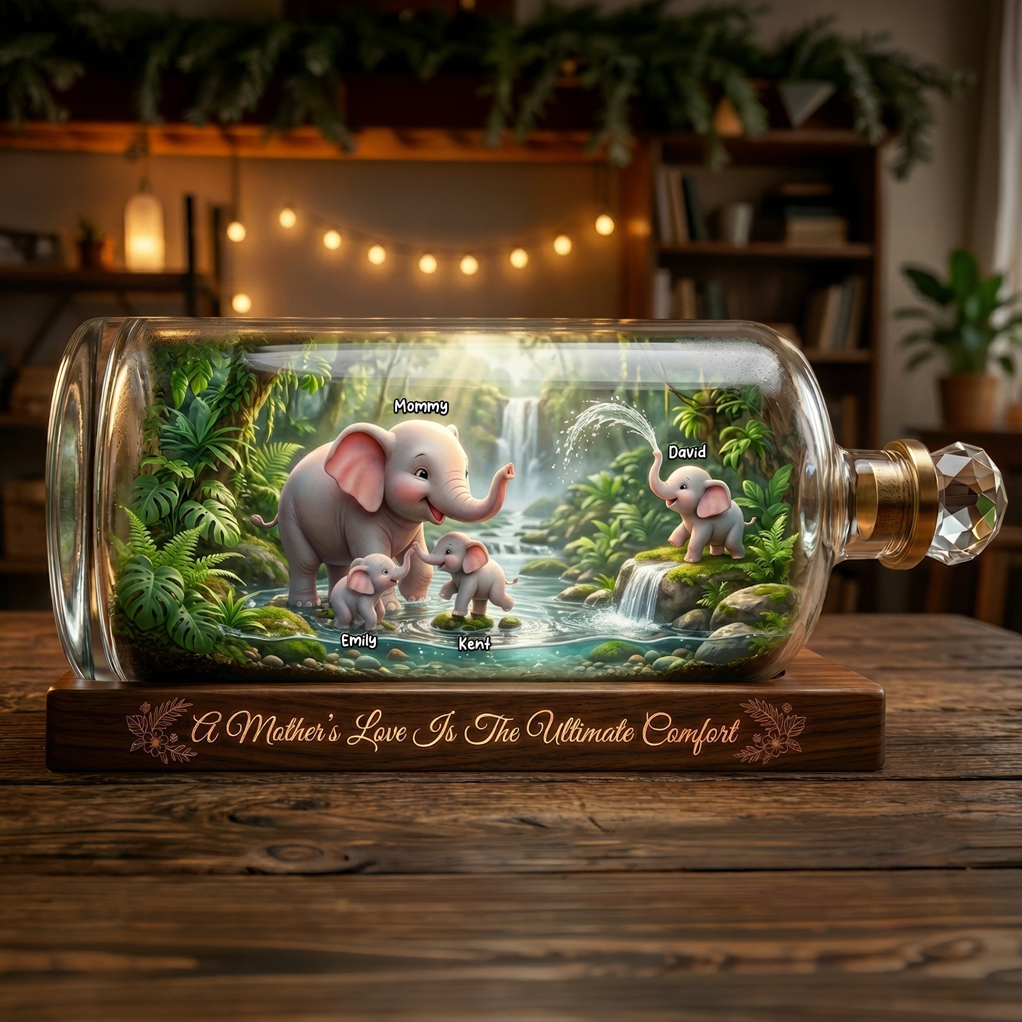 Elephant Family Love Acrylic Plaque - Personalized Mother's Day Gifts 03toqn180426-Homacus