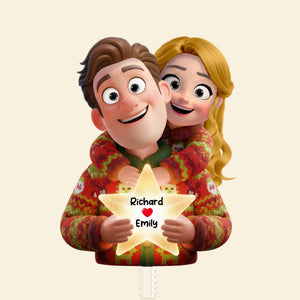 Sweet Hugging Couple Christmas Tree Topper – Personalized Gifts For Couple 05toqn201125