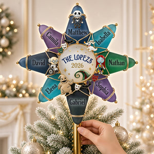 Spooky Family Tree Topper - Personalized Gifts For Family Acrylic Christmas Tree Topper 03HUDT071026