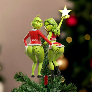 Flirty Couple Christmas Tree Topper - Personalized Gift For Couples 07OHLU201125