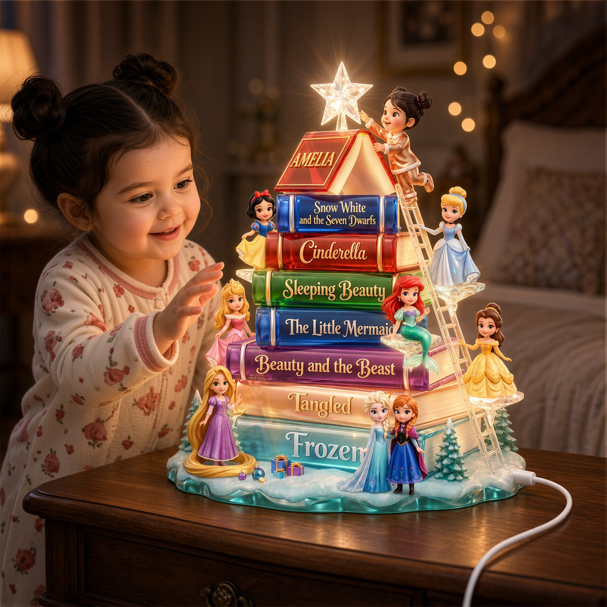 Book Tree Princess Light Box - Custom Photo Gifts For Christmas Acrylic Light Box 01PADH231026