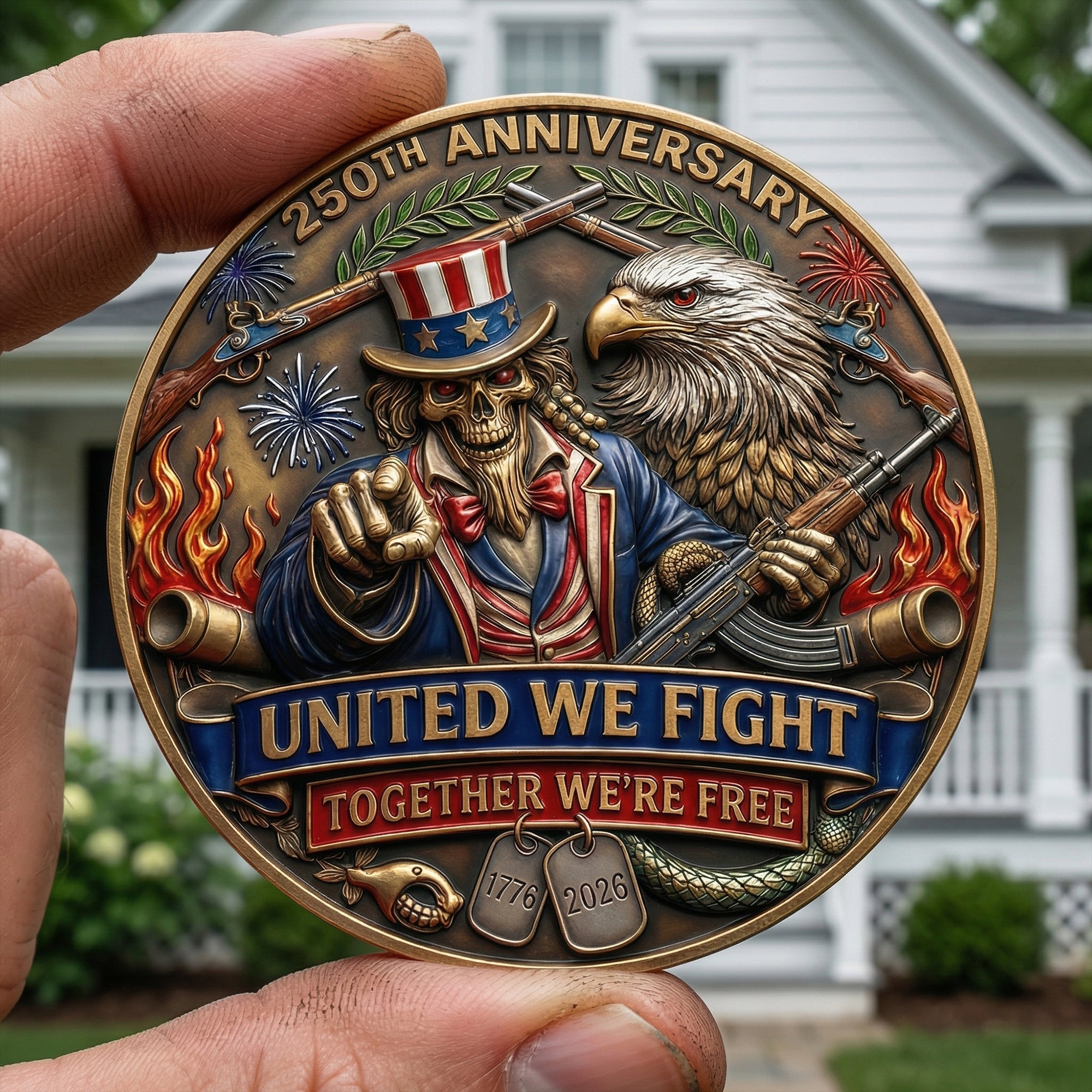 Celebrated America 250th Anniversary Printed Metal Coin - Personalized Gifts 03tyqn240326 - Coin - GoDuckee