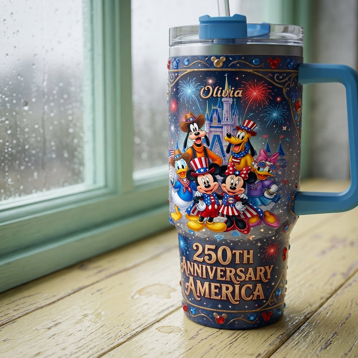 Celebrate America 250th Anniversary Colorful 40oz Tumbler With Handle - Personalized Gifts For Patriots 02tyta190626-Homacus