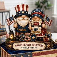 250th Anniversary Gnome Couple Acrylic Plaque - Personalized Gifts For Patriotics Plaque 02NATA050526 - Shaped Plaques - GoDuckee