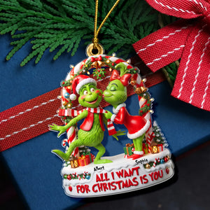Lovely Couple Kissing Under The Mistletoe Acrylic Ornament - Personalized Gifts For Couples 06tyqn030826