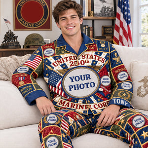 Patriotic Button Up Pajama Set - Personalized Christmas Gifts For Veterans 01palu070926