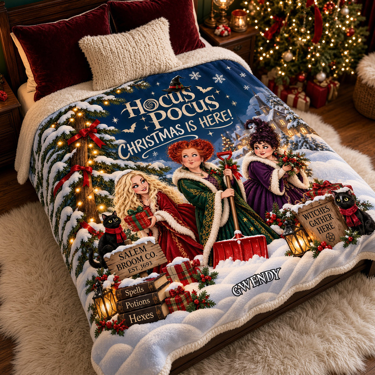 Christmas Witchcraft Blanket - Personalized Gifts For Witch Lovers 04qhdh081026