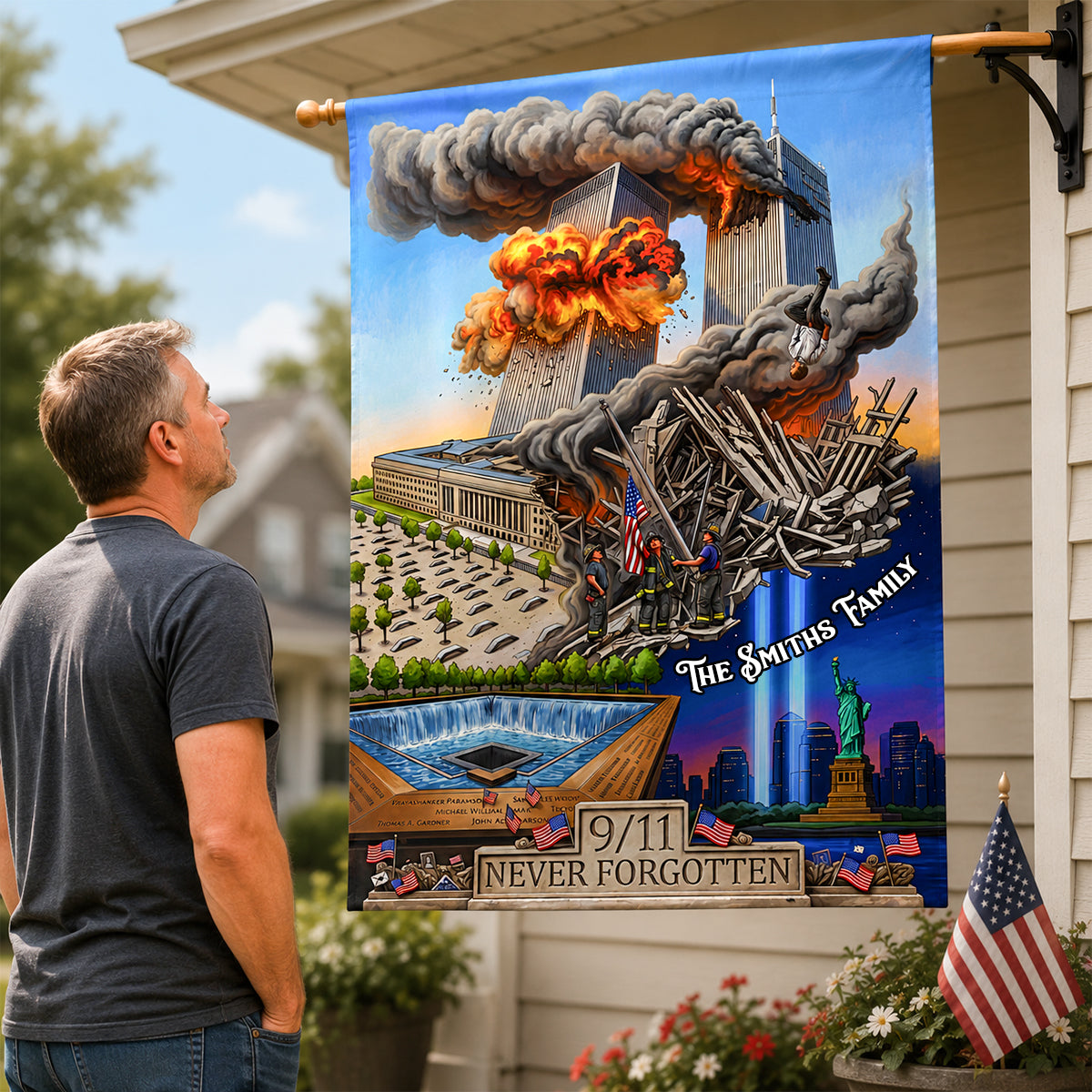 Patriotic Remembrance House Flag - Personalized Gifts For Family 02HUDH280726